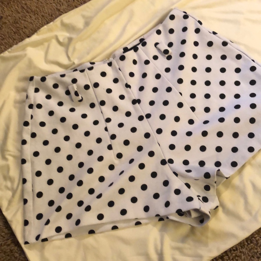 White and Black Polka Dot High waist short